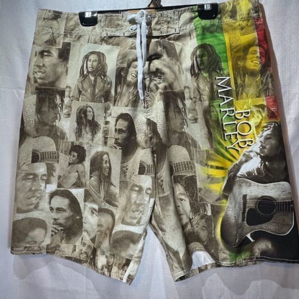 Bob Marley Mens Boardshorts Pictoral Swim Trunks Size 40